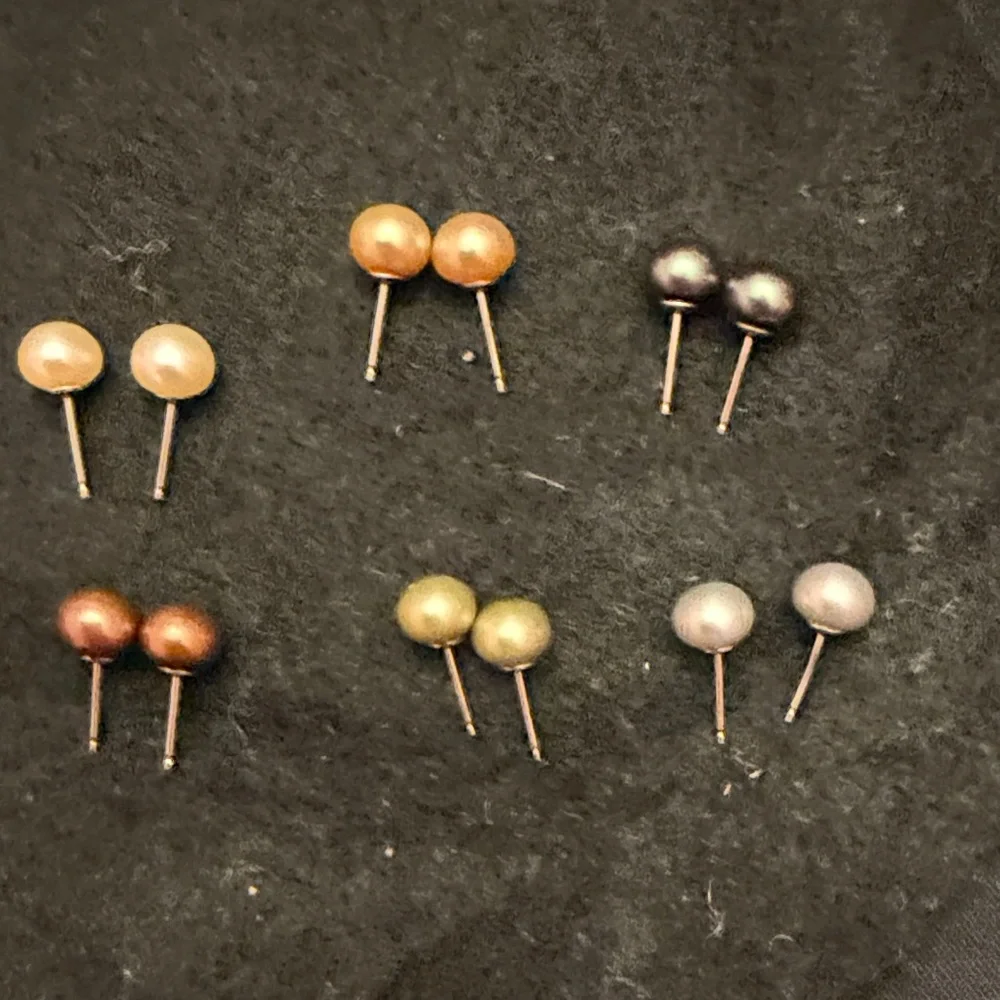 Elegant Multi-Color Faux Pearl Stud Earrings Set of 6 - Picture 3 of 7